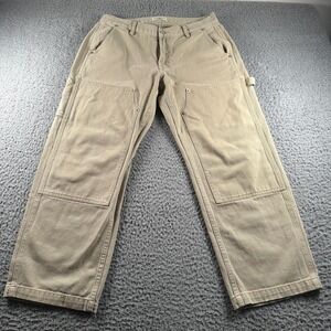 Youngla Pants Mens M(32) Carpenter Workwear Cotton Khaki Double Knee Utility